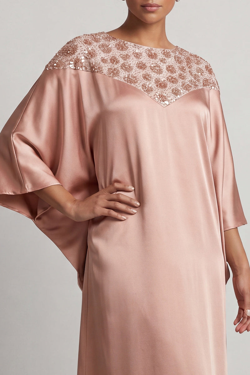 Laden Sie das Bild in den Galerie-Viewer, Blauer Rundhals-Midi-Mutter-der-Braut-Kleid mit Pailletten