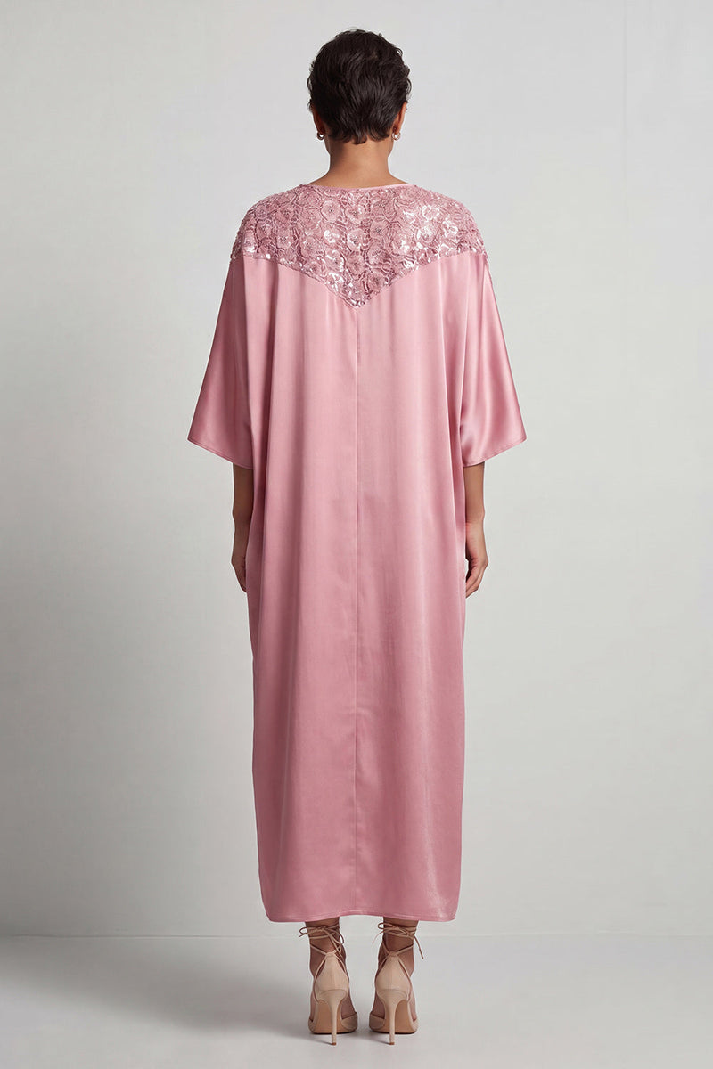 Laden Sie das Bild in den Galerie-Viewer, Blauer Rundhals-Midi-Mutter-der-Braut-Kleid mit Pailletten