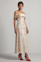 Laden Sie das Bild in den Galerie-Viewer, A-Linie rotes Midi-Mutter-der-Braut-Kleid mit Pailletten