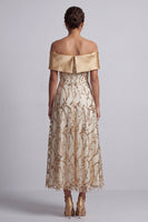 Laden Sie das Bild in den Galerie-Viewer, A-Linie rotes Midi-Mutter-der-Braut-Kleid mit Pailletten