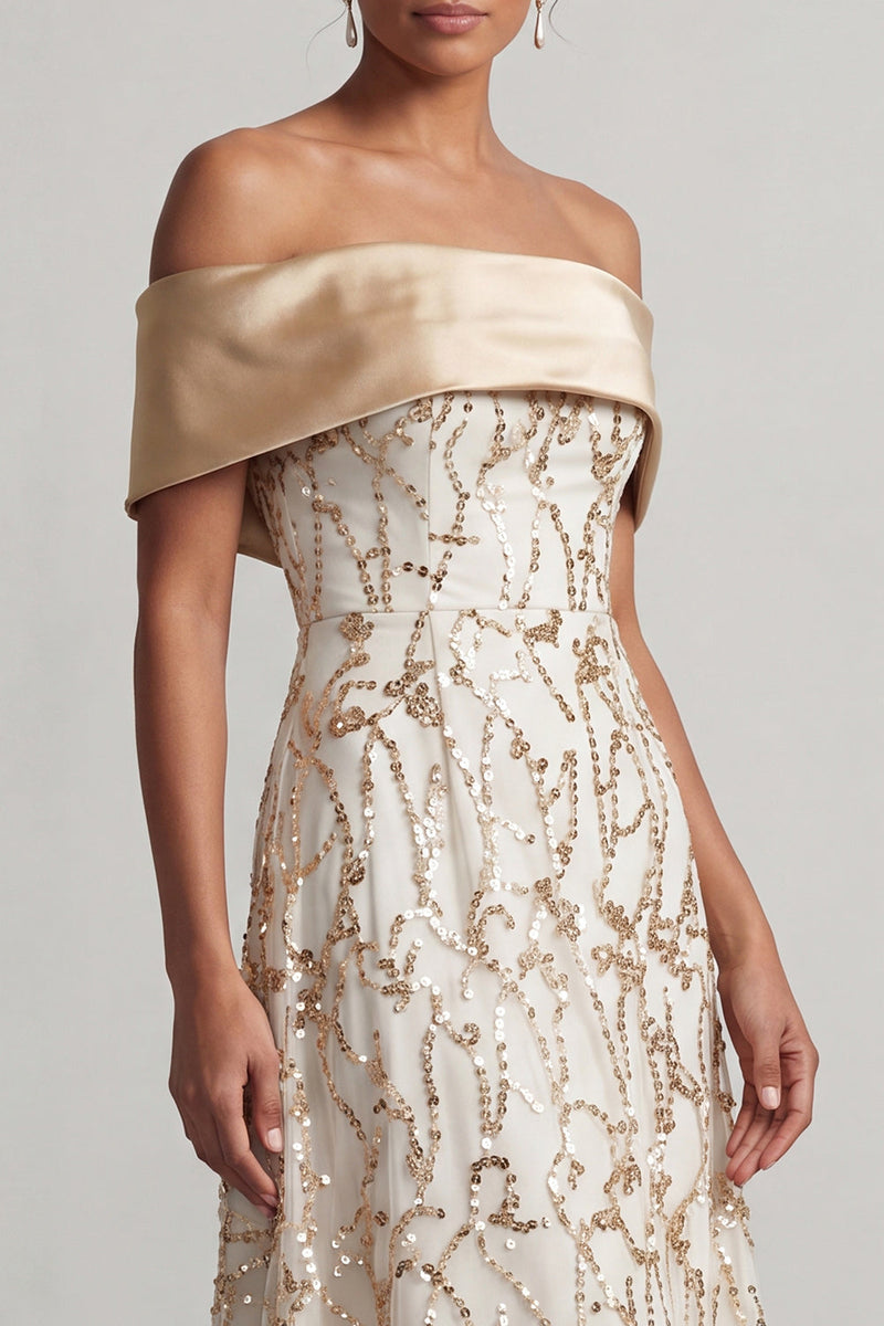 Laden Sie das Bild in den Galerie-Viewer, A-Linie rotes Midi-Mutter-der-Braut-Kleid mit Pailletten