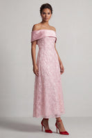 Laden Sie das Bild in den Galerie-Viewer, A-Linie rotes Midi-Mutter-der-Braut-Kleid mit Pailletten