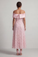 Laden Sie das Bild in den Galerie-Viewer, A-Linie rotes Midi-Mutter-der-Braut-Kleid mit Pailletten