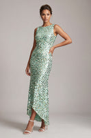 Laden Sie das Bild in den Galerie-Viewer, Glitzerndes grünes Meerjungfrauen-Umlauf-Midi-Kleid mit Pailletten