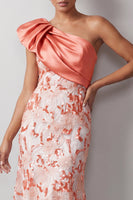 Laden Sie das Bild in den Galerie-Viewer, Pfirsich-Meerjungfrau, eine Schulter asymmetrische Pailletten, Midi-Mutter-der-Braut-Kleid