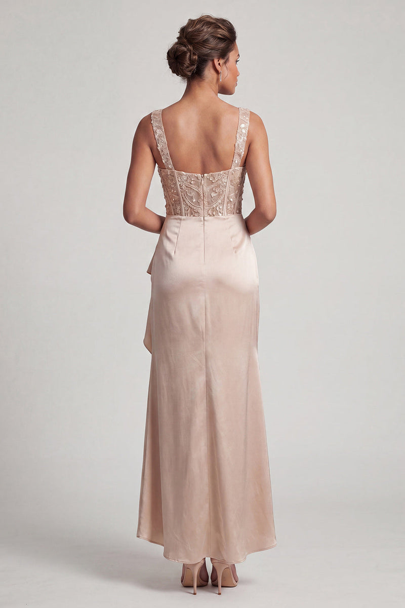 Laden Sie das Bild in den Galerie-Viewer, Weißes Meerjungfrauen-Korsett mit gerafften Pailletten Midi-Mutter-der-Braut-Kleid mit Rüschen