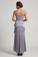 Laden Sie das Bild in den Galerie-Viewer, Weißes Meerjungfrauen-Korsett mit gerafften Pailletten Midi-Mutter-der-Braut-Kleid mit Rüschen