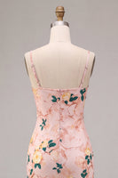 Laden Sie das Bild in den Galerie-Viewer, Rosa Meerjungfrauen-Blumen-Spaghettiträger Midi-Kleid