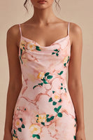 Laden Sie das Bild in den Galerie-Viewer, Rosa Meerjungfrauen-Blumen-Spaghettiträger Midi-Kleid
