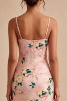 Laden Sie das Bild in den Galerie-Viewer, Rosa Meerjungfrauen-Blumen-Spaghettiträger Midi-Kleid