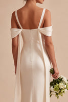 Laden Sie das Bild in den Galerie-Viewer, Leichtes Champagner-Kaltschulter-Meerjungfrauen-Midi-Kleid