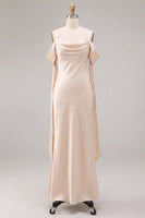 Laden Sie das Bild in den Galerie-Viewer, Leichtes Champagner-Kaltschulter-Meerjungfrauen-Midi-Kleid