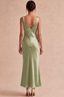Laden Sie das Bild in den Galerie-Viewer, Hellgrünes Meerjungfrauen-Satin-Midi-Kleid mit Meerausschnitt