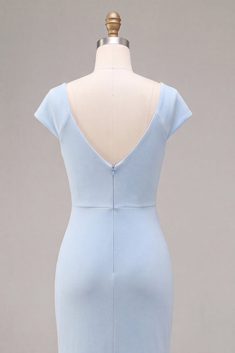 Laden Sie das Bild in den Galerie-Viewer, Himmelblaues Meerjungfrauen-Maxikleid mit Halsausschnitt