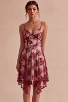 Laden Sie das Bild in den Galerie-Viewer, A-Line Ivory Spaghetti Träger Blumen Minikleid