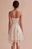 Laden Sie das Bild in den Galerie-Viewer, A-Line Ivory Spaghetti Träger Blumen Minikleid