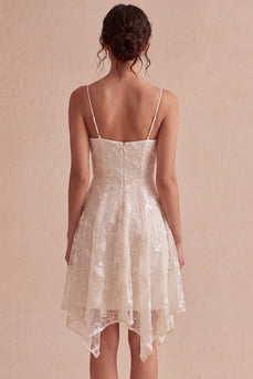 A-Line Ivory Spaghetti Träger Blumen Minikleid