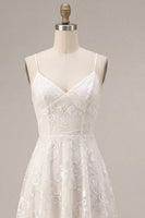 Laden Sie das Bild in den Galerie-Viewer, A-Line Ivory Spaghetti Träger Blumen Minikleid