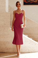 Laden Sie das Bild in den Galerie-Viewer, Weißes Meerjungfrauen-Spaghetti-Träger gerafftes Midi-Kleid