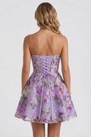 Laden Sie das Bild in den Galerie-Viewer, Lilac A-Line Sweetheart Floral Sequins Homecoming-Kleid mit Schnürung hinten