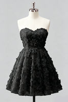 Laden Sie das Bild in den Galerie-Viewer, Dusty Rose Sweetheart A-Line Blumenperlen-Homecoming-Kleid mit Spitze hinten