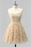 Laden Sie das Bild in den Galerie-Viewer, Dusty Rose Sweetheart A-Line Blumenperlen-Homecoming-Kleid mit Spitze hinten