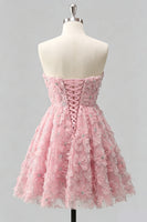 Laden Sie das Bild in den Galerie-Viewer, Dusty Rose Sweetheart A-Line Blumenperlen-Homecoming-Kleid mit Spitze hinten