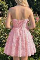 Laden Sie das Bild in den Galerie-Viewer, Dusty Rose Sweetheart A-Line Blumenperlen-Homecoming-Kleid mit Spitze hinten