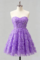 Laden Sie das Bild in den Galerie-Viewer, Dusty Rose Sweetheart A-Line Blumenperlen-Homecoming-Kleid mit Spitze hinten