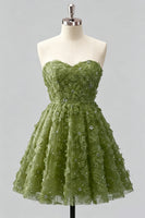 Laden Sie das Bild in den Galerie-Viewer, Dusty Rose Sweetheart A-Line Blumenperlen-Homecoming-Kleid mit Spitze hinten