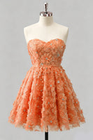 Laden Sie das Bild in den Galerie-Viewer, Dusty Rose Sweetheart A-Line Blumenperlen-Homecoming-Kleid mit Spitze hinten