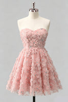 Laden Sie das Bild in den Galerie-Viewer, Dusty Rose Sweetheart A-Line Blumenperlen-Homecoming-Kleid mit Spitze hinten