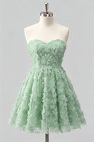 Laden Sie das Bild in den Galerie-Viewer, Dusty Rose Sweetheart A-Line Blumenperlen-Homecoming-Kleid mit Spitze hinten