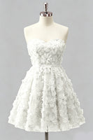 Laden Sie das Bild in den Galerie-Viewer, Dusty Rose Sweetheart A-Line Blumenperlen-Homecoming-Kleid mit Spitze hinten