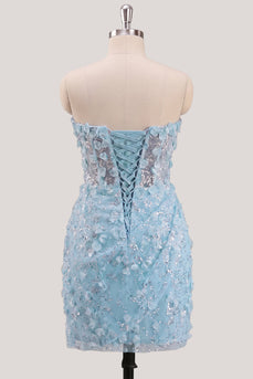 Bodycon trägerloses, floral, transparentes Korsett, Pailletten-Homecoming-Kleid mit Schnürung auf dem Rücken