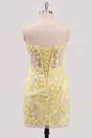 Laden Sie das Bild in den Galerie-Viewer, Bodycon trägerloses, floral, transparentes Korsett, Pailletten-Homecoming-Kleid mit Schnürung auf dem Rücken