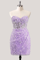 Laden Sie das Bild in den Galerie-Viewer, Bodycon trägerloses, floral, transparentes Korsett, Pailletten-Homecoming-Kleid mit Schnürung auf dem Rücken