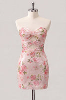 Laden Sie das Bild in den Galerie-Viewer, Glitzerndes Sweetheart weißes Keyhole-Bodycon-Blumenpailletten-Homecoming-Kleid mit Spitze auf dem Rücken