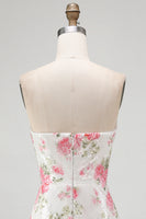 Laden Sie das Bild in den Galerie-Viewer, Glitzerndes Sweetheart Weißes Keyhole Bodycon Blumen Pailletten Kurzes Abendkleid mit Schnürung