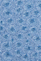 Laden Sie das Bild in den Galerie-Viewer, A-Linie blaue V-Ausschnitt-Satinpailletten Langes Mutter-der-der-Braut-Kleid mit kurzen Ärmeln