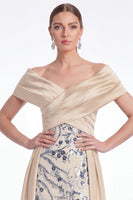 Laden Sie das Bild in den Galerie-Viewer, Champagner-A-Linien florale Pailletten Lange Mutter der Braut Kleid mit Schärpe