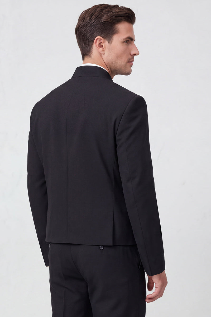 Laden Sie das Bild in den Galerie-Viewer, Schwarze zweiteilige Einknopf-Herrenballanzüge