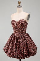 Laden Sie das Bild in den Galerie-Viewer, Sweetheart Leopard A-Line Korsett-Bubble-Hem-Homecoming-Kleid mit Spitze hinten
