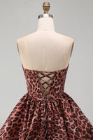 Laden Sie das Bild in den Galerie-Viewer, Sweetheart Leopard A-Line Korsett-Bubble-Hem-Homecoming-Kleid mit Spitze hinten