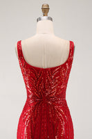 Laden Sie das Bild in den Galerie-Viewer, Glitzerndes burgunderrotes Bodycon-Pailletten, quadratischer Ausschnitt, kurzes Homecoming-Kleid