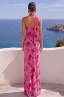 Laden Sie das Bild in den Galerie-Viewer, Einschulter-Meerjungfrauenorange Maxi-Blumenkleid