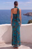 Laden Sie das Bild in den Galerie-Viewer, Einschulter-Meerjungfrauenorange Maxi-Blumenkleid