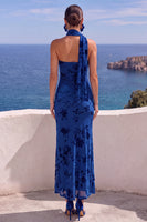 Laden Sie das Bild in den Galerie-Viewer, Einschulter-Meerjungfrauenorange Maxi-Blumenkleid