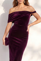 Laden Sie das Bild in den Galerie-Viewer, Burgunder Bodycon Midi Samt Cocktailkleid