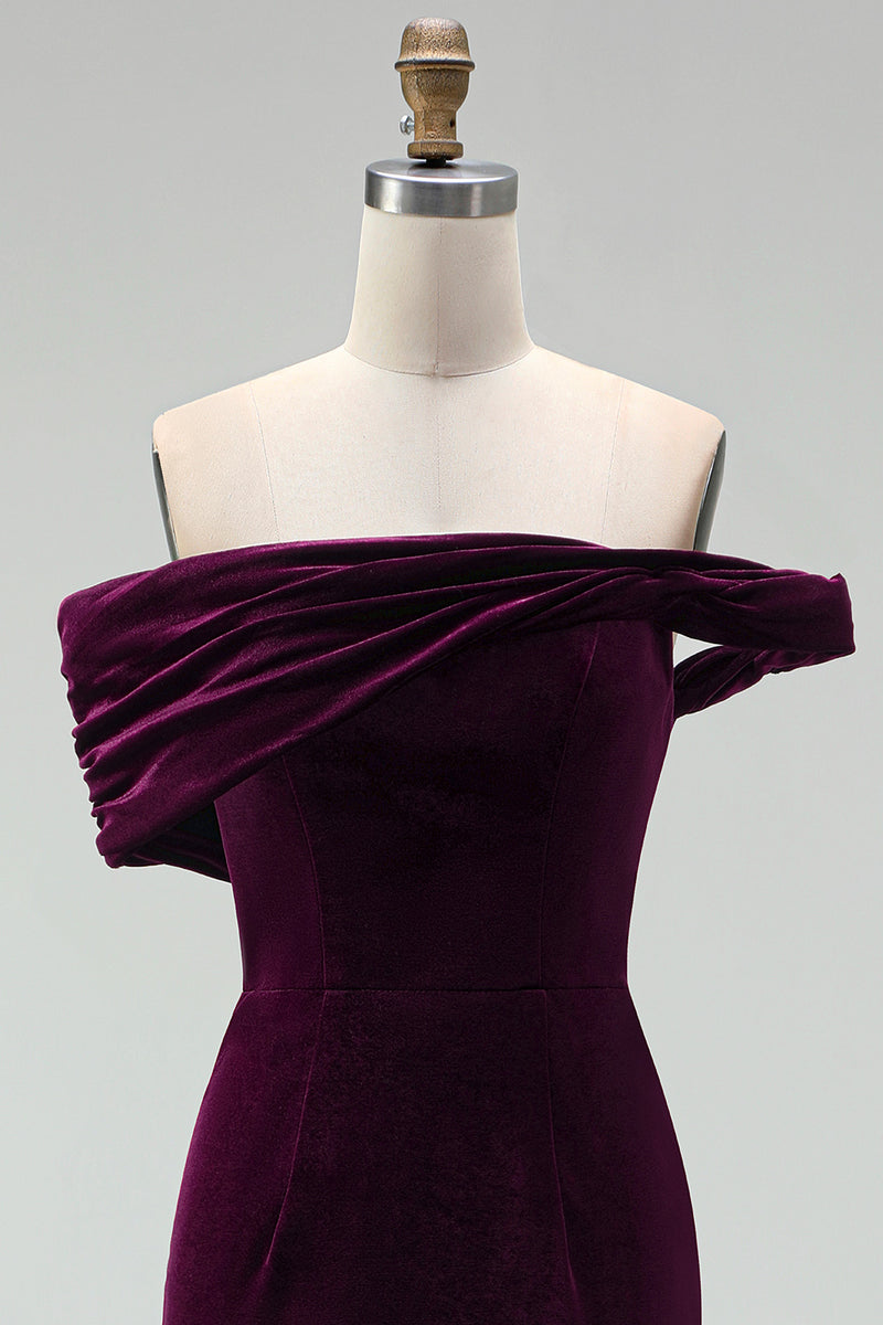 Laden Sie das Bild in den Galerie-Viewer, Burgunder Bodycon Midi Samt Cocktailkleid